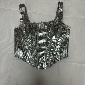 Silver Croc-Embossed Women's Top
